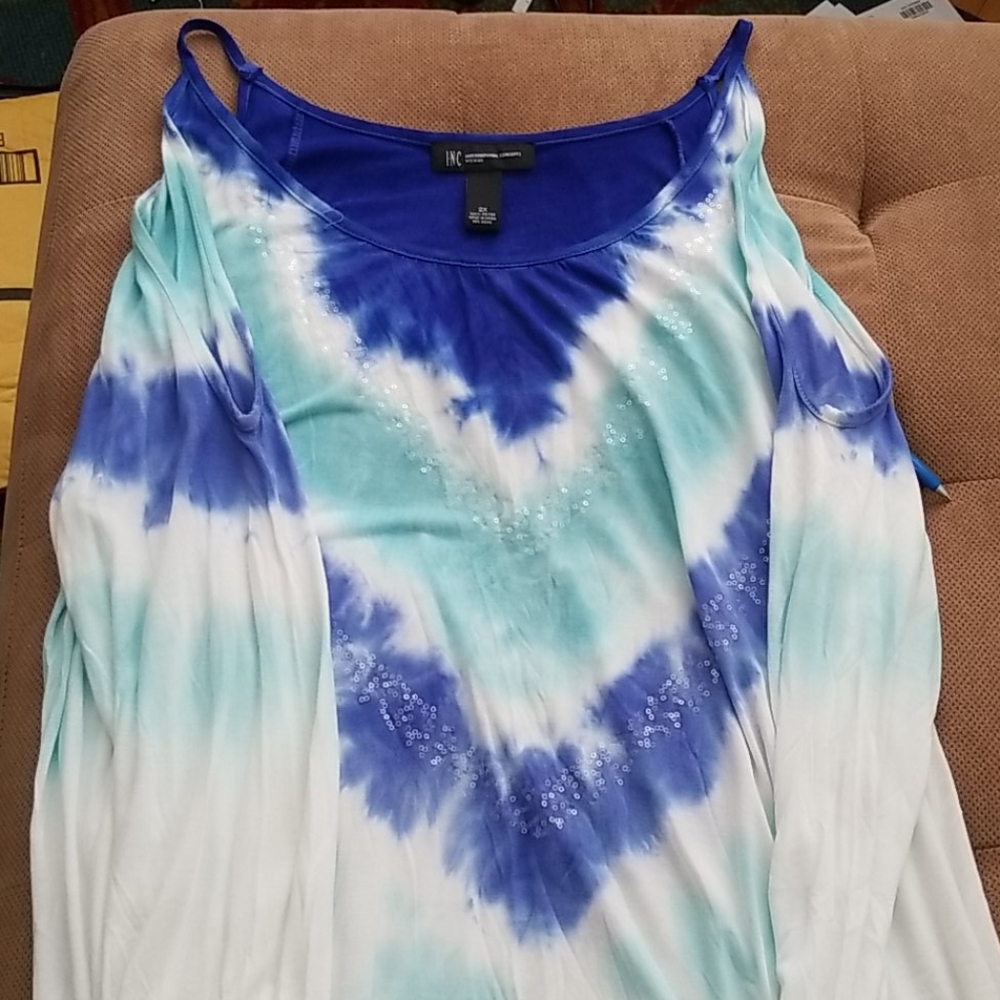 INC International Concept  Cold Shoulder Tie Dye